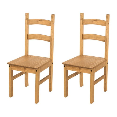 Pair dining chairs solid - of,