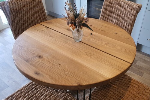 Solid oak round dining - oak,