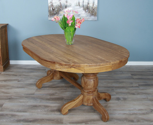 Reclaimed teak oval pedestal - reclaimed,